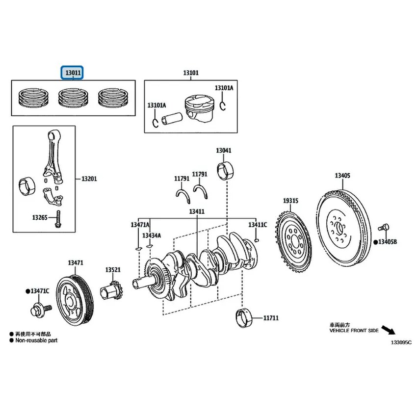 [13011-18040] Toyota Yaris GR MK1/MK2 - Kit fasce elastiche pistone OEM