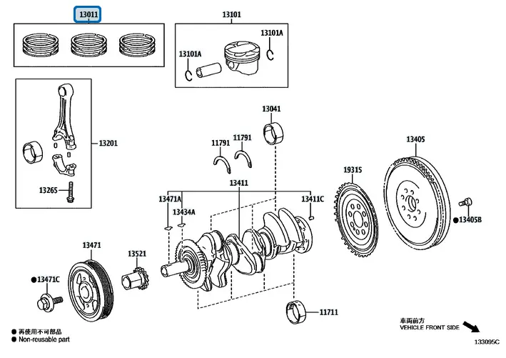 [13011-18040] Toyota Yaris GR MK1/MK2 - Piston ring set OEM