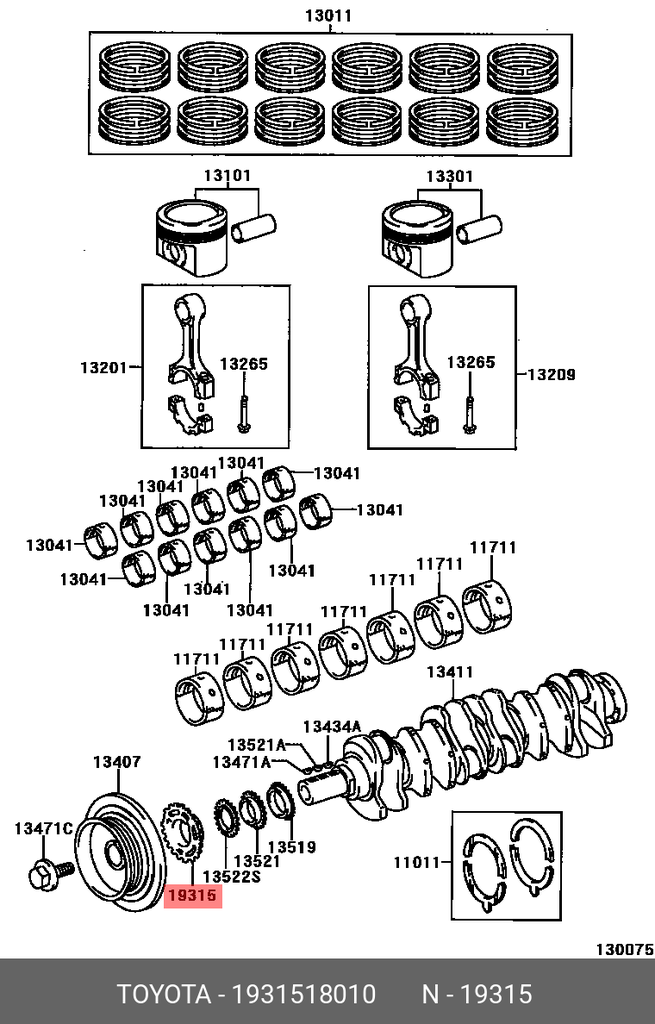 [19315-18010] Toyota Yaris GR - Ruota fonica albero motore