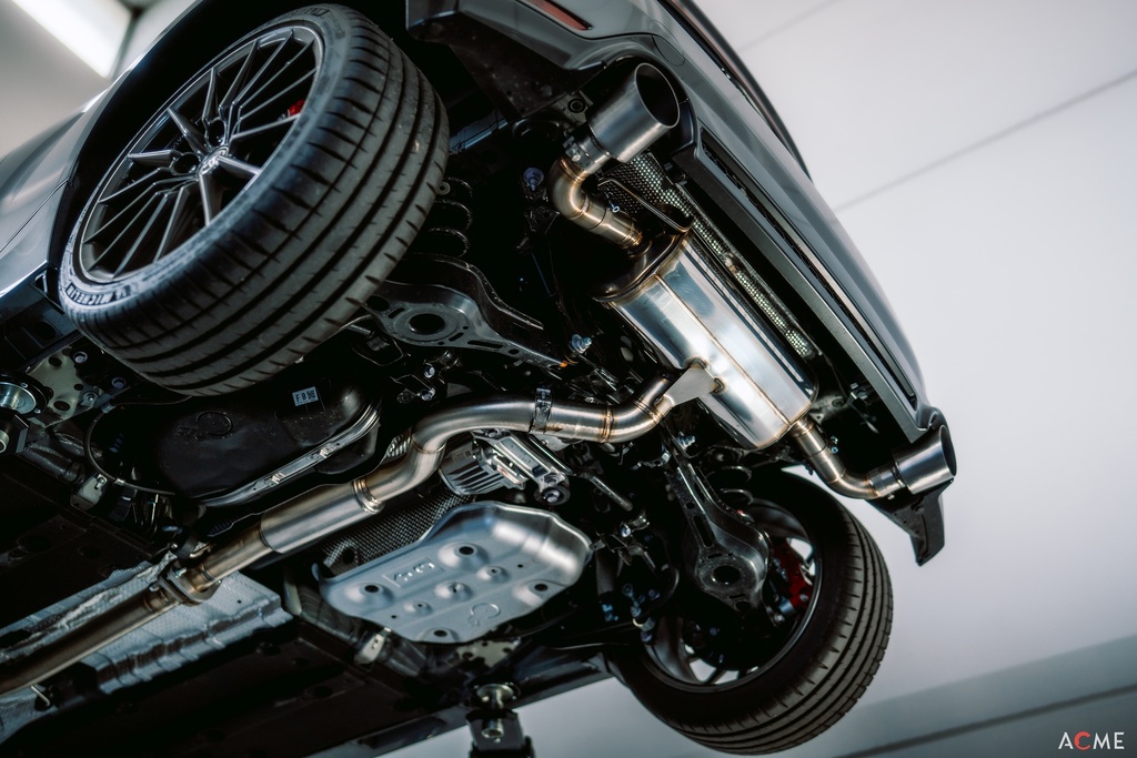 [STR-YGR2-MUFS70EVAL-110] Toyota Yaris GR MK2 - Centrale senza silenziatore + terminale silenziato Ø70mm con valvola wireless Stratodesign (Ø110mm)