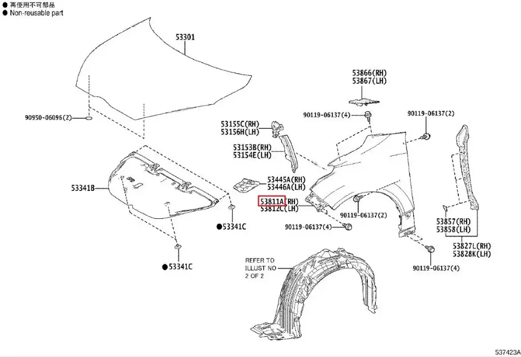 Toyota Yaris GR MK1/MK2 - Fender front right