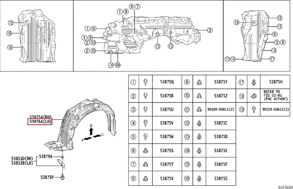 [53876-52540] Toyota Yaris GR MK1 - Paraschizzi anteriore sinistro