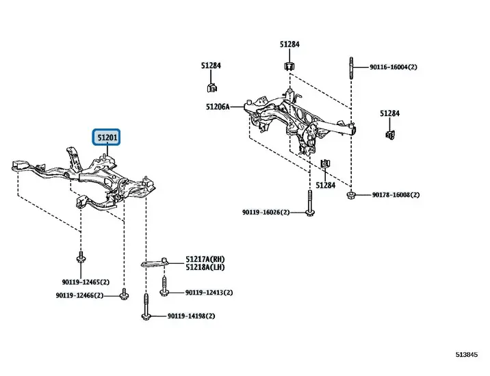 [51201-52141] Toyota Yaris GR MK1/MK2 - Telaio anteriore