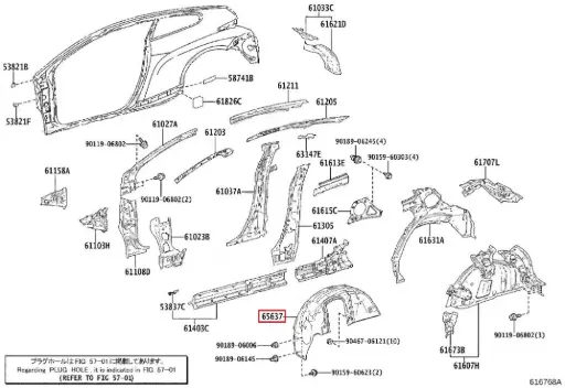 [65637-52040] Toyota Yaris GR MK1 - Paraschizzi posteriore destro
