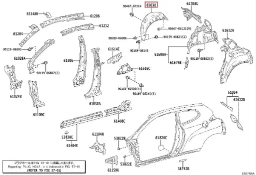 [65638-52040] Toyota Yaris GR MK1 - Paraschizzi posteriore sinistro